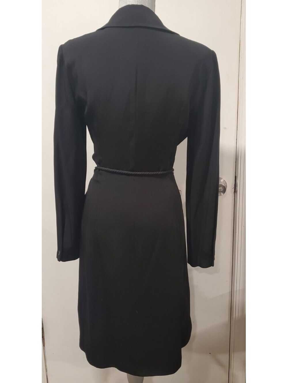 Giorgio Armani Le Collezioni Gruppo GFT Black Belted Faux Wrap Vintage Dress - Picture 3 of 5